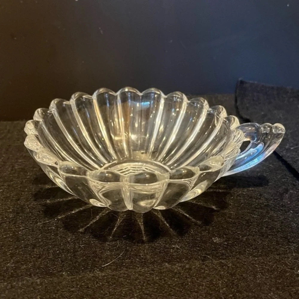 Vintage Manganese UV Reactive Glass Single Handle Bowl Dish